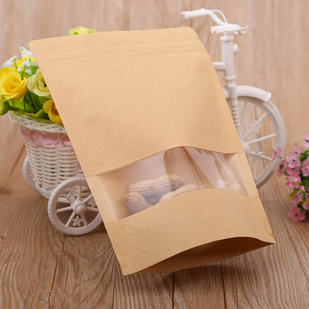 Food And Snacks - 50 Adet Kraft Kağıt Fermuarlı Mühürlü