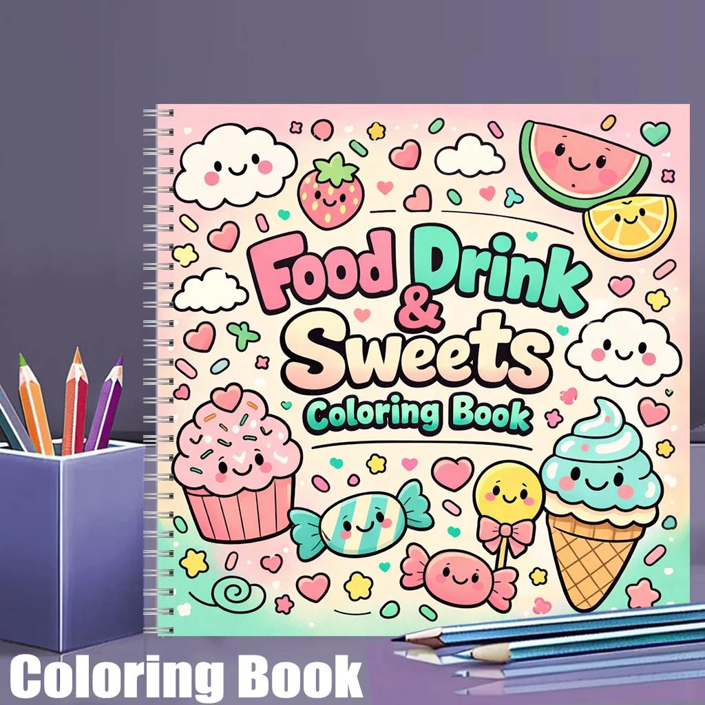 Food Y Snacks Coloring Book - Yetişkinler için Boyama Kitabı YEMEK İÇECEKLER