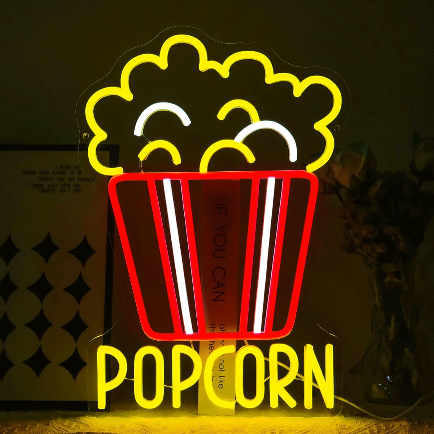 Snacks Food Video - Patlamış mısır Neon Burcu Kısılabilir Gıda