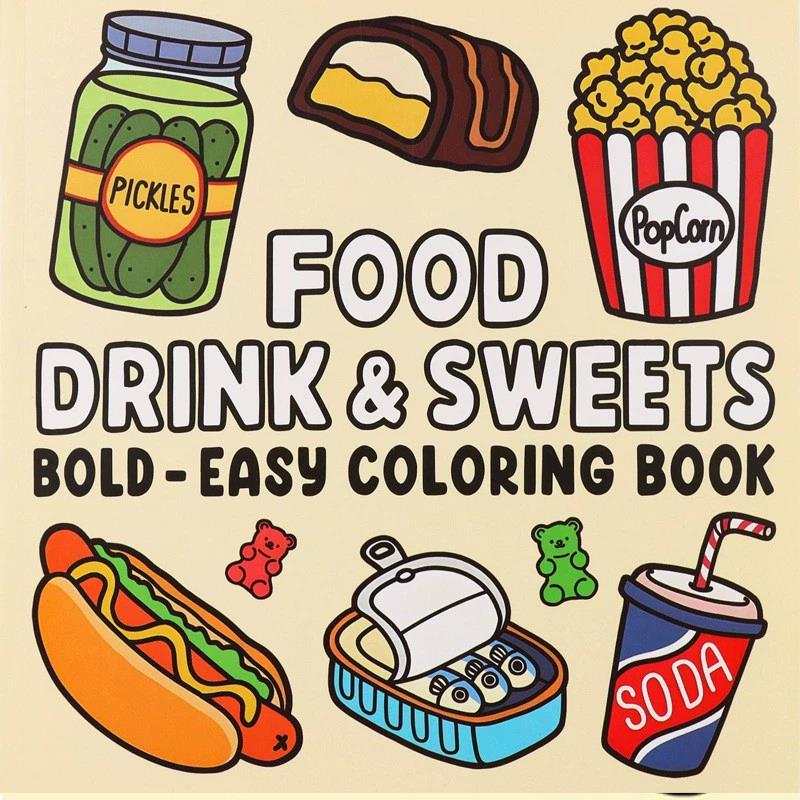 Food Y Snacks Coloring Book - Yiyecekler İçecekler Tatlılar Yetişkinler ve Çocuklar