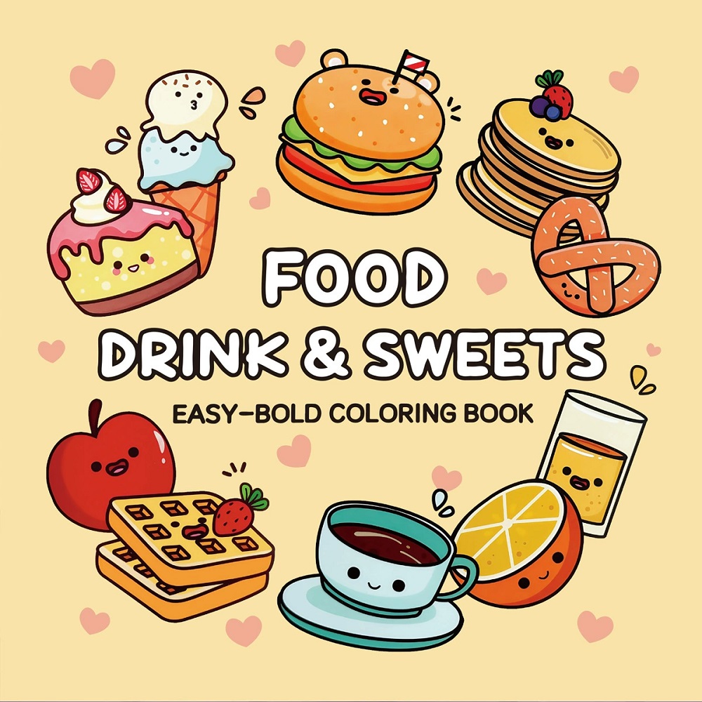Food Y Snacks Coloring Book - Yiyecek, İçecek ve Tatlılar Yetişkinler için