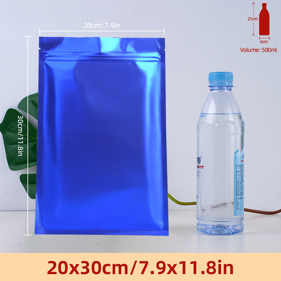 Food And Snacks - 100 adet Mat Mavi Folyo Fermuarlı