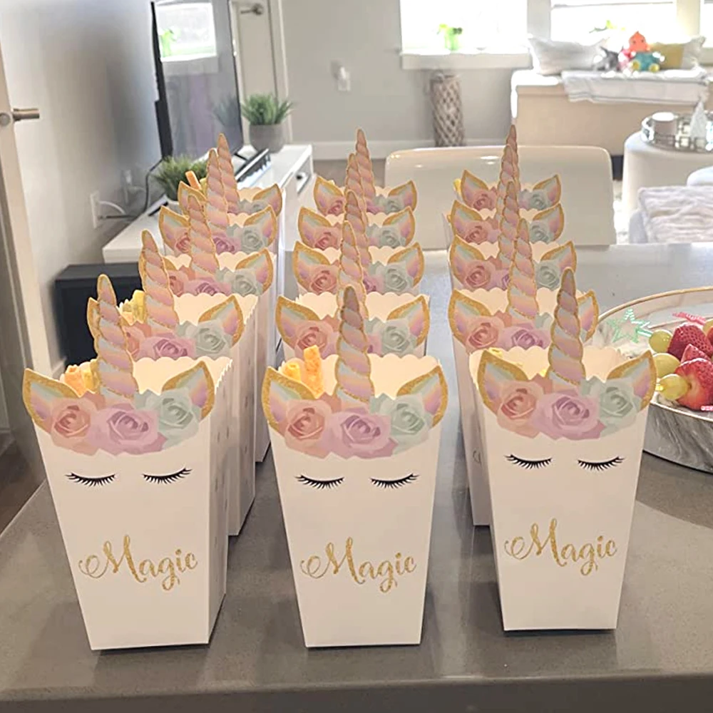 Food Snacks For Baby Shower - 6/12 adet Unicorn Patlamış Mısır Kutusu